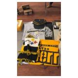 Lot of Steelers Shirts and Scarfs