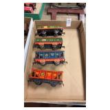 Vintage Marx train car tin litho models featuring
