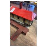 Vintage tin lithograph train station