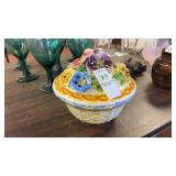 Vintage Capodimonte Flower Covered Bowl Dish