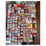 Vintage electronic vacuum tube tray lot with part