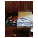 Lot of writing pads misc tray lot, cufflinks,
