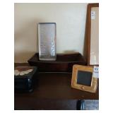 Wooden tray, hammered aluminum etc lot