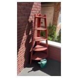 Cherry Red 5-shelf corner ladder bookshelf and