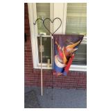 Iron heart shaped shepherds hook with angel flag,
