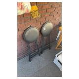 Black vinyl padded folding stools (2)