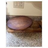 Wooden Lazy Susan and Cutting Board Lot