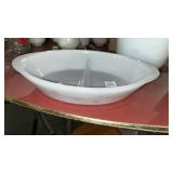 Glasbake Divided dish, and 2 milk glass bowls