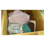 Box of dish rags and towels