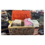 Vintage Sewing Box W Fabric