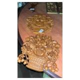 Set of Syroco Fruit Flower Basket Faux Wood Wall