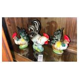Lot of 3 Ceramic Rooster Figures