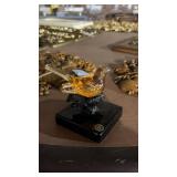 Vintage Westmoreland Amber Bird on Black Glass
