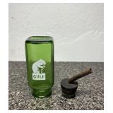 Vintage Green Duraglas Gulf Oil Squirrel Bottle