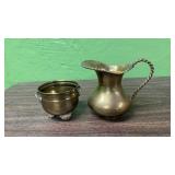Lot of 2 Brass Pitcher and Small Caldron