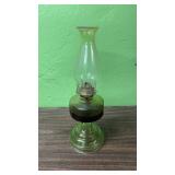 Vintage Green Glass Oil Lamp