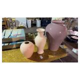 Lot of 3 Colorfuk Vases Pink and Purple