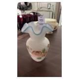 White and Blue Swirl Floral Vase