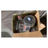 Box of Mason Jar Mugs, Small Crock Pot, Mugs