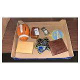 Tray Lot of Banks, Wallets and Patches