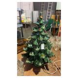 Vintage Green Ceramic Christmas Tree 14 Inches