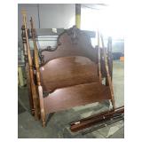2 wooden headboards with rails & mattresses