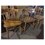 Three wooden matching chairs