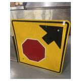 Metal Stop Sign Ahead Sign