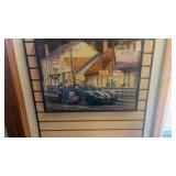 Framed picture of a blue and white Dodge Viper