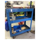 3-tier blue rolling tool trolley cart