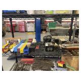 Assortment of vintage train cars and engines,
