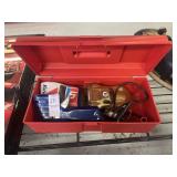 Red plastic toolbox w cars