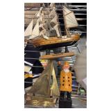 Brass Sail & Old Man, Glass Globes, Oil Lamp