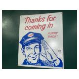 Esso metal sign featuring a "Thanks for coming