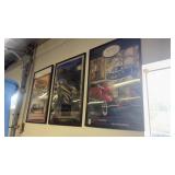 Three Classic Car Posters Framed
