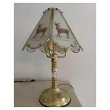 Vintage Deer Themed Glass Shaded Touch Lamp