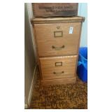 Light oak two-drawer filing cabinet