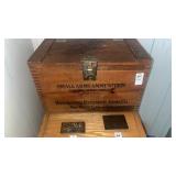 Vintage oak wood ammunition crate for Winchester