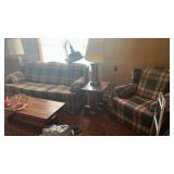 Checkered Lounge Chair and Couch