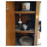 Cabinet lot of mix bowls, church plates etc.