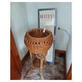 Wicker planter 28" high and sign