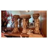 3 Vintage Pedestal Planters