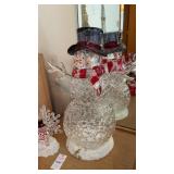 2 Glass Snowman Figurines