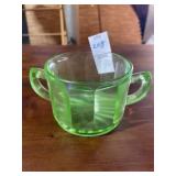 Vintage uranium Glass Double Handle Wide Panel