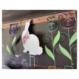 Tulips & bunny metal yard decor