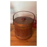 Vintage Bucket Wooden Cookie Jar 7" Primitive