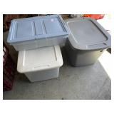 3 plastic totes with lids