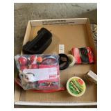 Fishing line & variety of bobbers - tray lot