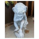 Angel & frog garden resin statue