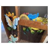 Butterfly & flower metal yard decor lot